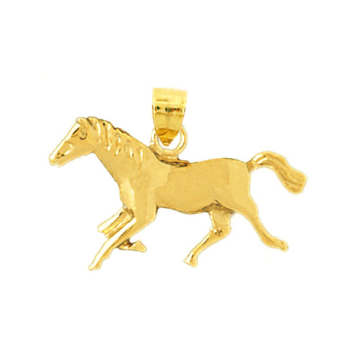 14K Gold 26MM Horse Pendant