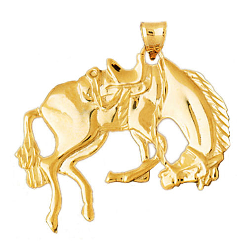 14K Gold Rodeo Horse Pendant