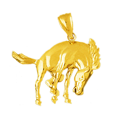 14K Gold Horse Bucking Pendant