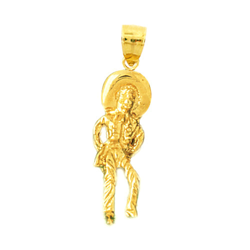 14K Gold 3D Western Cowboy Pendant