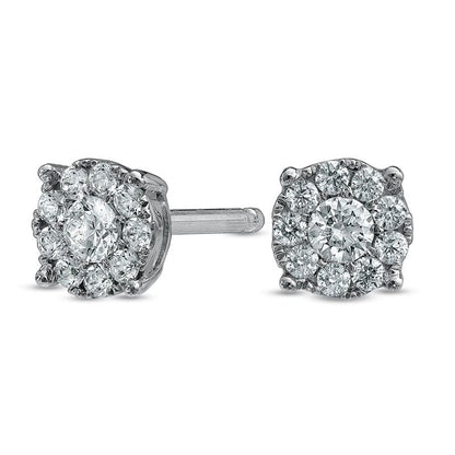 0.25 CT. T.W Diamond Frame Stud Earrings in 10K White Gold