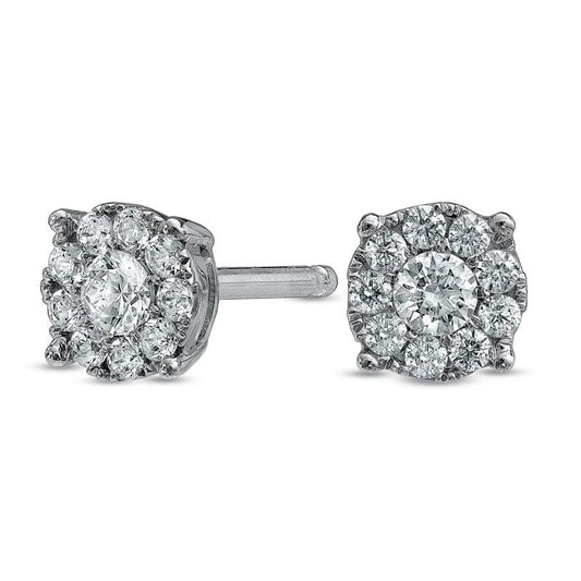 0.25 CT. T.W Diamond Frame Stud Earrings in 10K White Gold