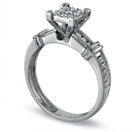 0.20 CT. T.W. Composite Princess-Cut Natural Diamond Engagement Ring in Solid 10K White Gold
