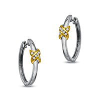 0.05 CT. T.W. Diamond "X" Hoop Earrings in Sterling Silver with 14K Gold Plate
