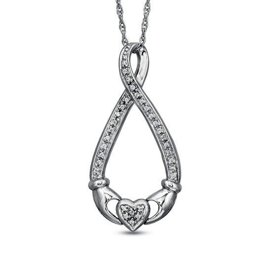 0.05 CT. T.W. Natural Diamond Claddagh Infinity Pendant in Sterling Silver