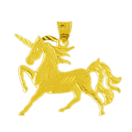 14K Gold 26MM Unicorn Pendant