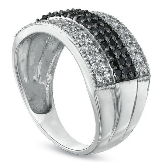 1.0 CT. T.W. Enhanced Black and White Natural Diamond Anniversary Ring in Solid 10K White Gold