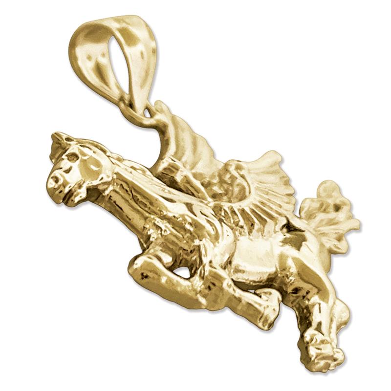 14K Gold 30MM Pegasus Pendant