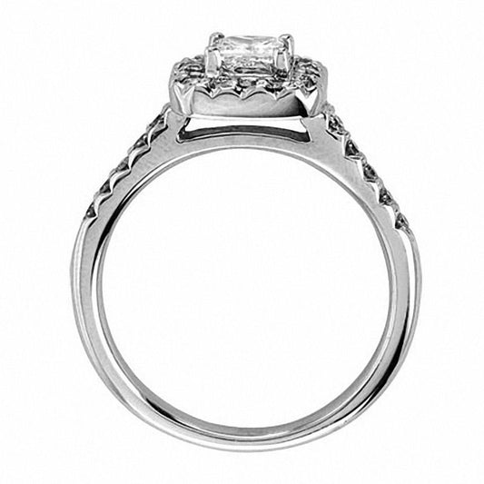 0.75 CT. T.W. Princess-Cut Natural Diamond Engagement Ring in Solid 14K White Gold