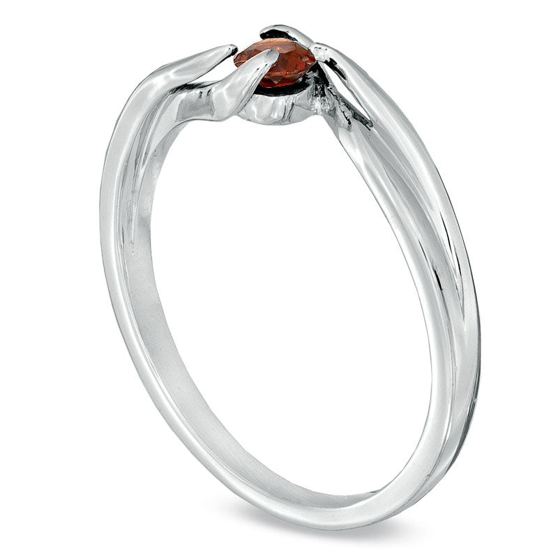 Garnet Bypass Promise Ring in Sterling Silver
