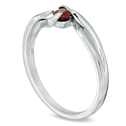 Garnet Bypass Promise Ring in Sterling Silver