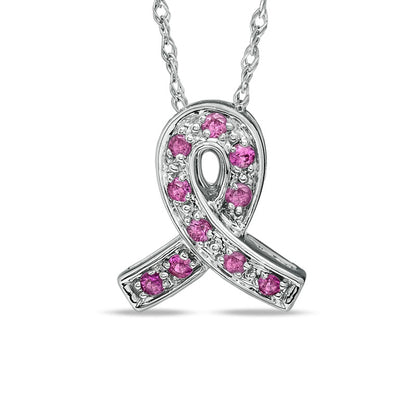Pink Sapphire Ribbon Pendant in Sterling Silver