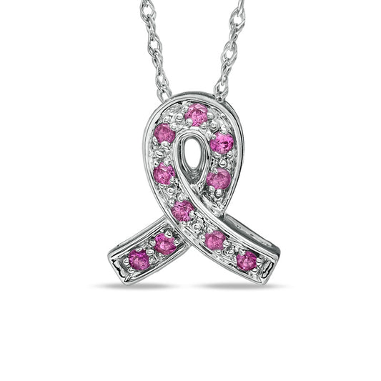 Pink Sapphire Ribbon Pendant in Sterling Silver