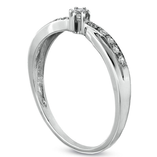 0.07 CT. T.W. Natural Diamond Accent Criss-Cross Promise Ring in Solid 10K White Gold
