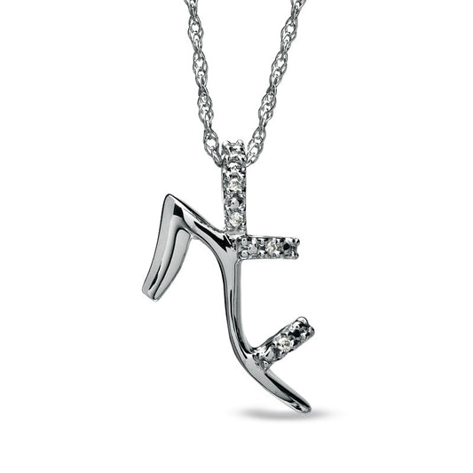 0.05 CT. T.W. Natural Diamond Sandal High Heel Pendant in Sterling Silver