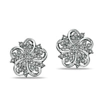 0.17 CT. T.W. Diamond Star Flower Stud Earrings in Sterling Silver