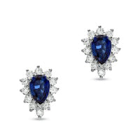 Lab-Created Blue and White Sapphire Earrings in Sterling Silver