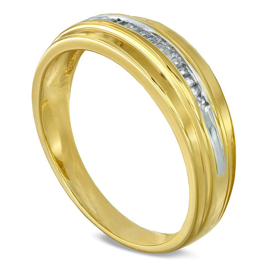 Men's 0.17 CT. T.W. Baguette Natural Diamond Wedding Band in Solid 10K Yellow Gold