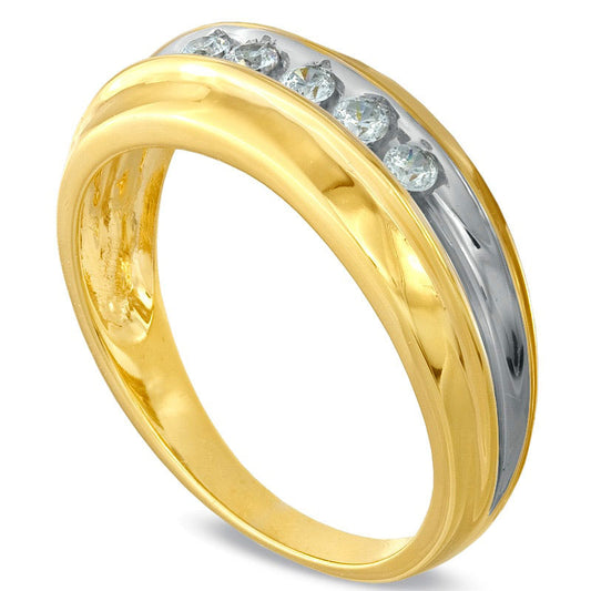 Men's 0.25 CT. T.W. Natural Diamond Five Stone Wedding Band in Solid 10K Yellow Gold