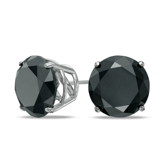 8 CT. T.W. Enhanced Black Diamond Solitaire Stud Earrings in 14K White Gold