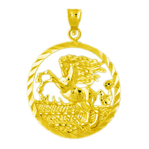 14K Gold Horse Pendant Medallion
