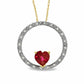 Heart-Shaped Lab-Created Ruby and 0.1 CT. T.W. Diamond Circle Pendant in 10K Yellow Gold