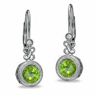 6.0mm Peridot and Lab-Created White Sapphire Drop Earrings in Sterling Silver