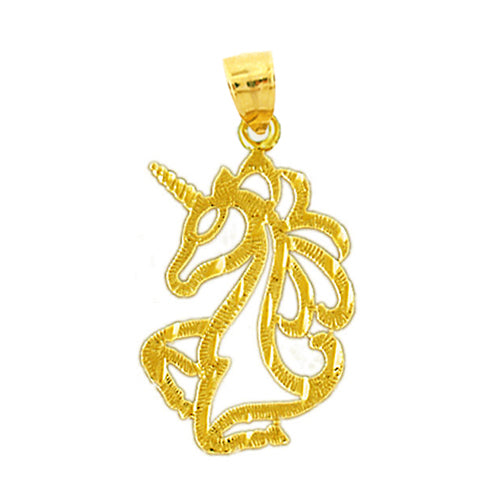 14K Gold Cut-Out Unicorn Pendant