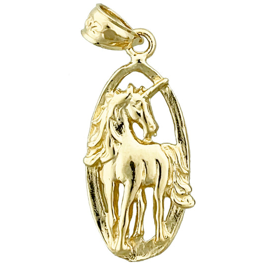 14K Gold Unicorn Charm Medallion
