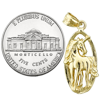 14K Gold Unicorn Charm Medallion
