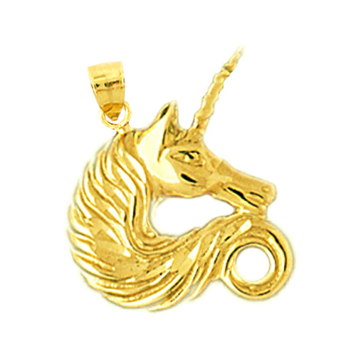 14K Gold Unicorn Head Pendant