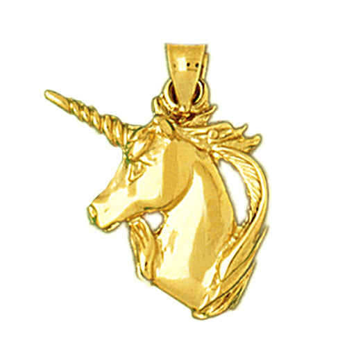 14K Gold Unicorn Head Charm