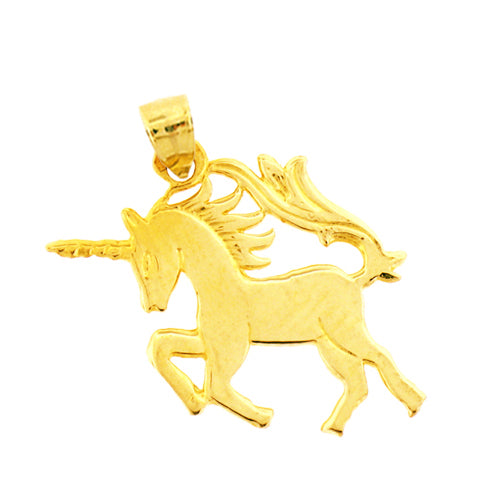 14K Gold Charging Unicorn Charm