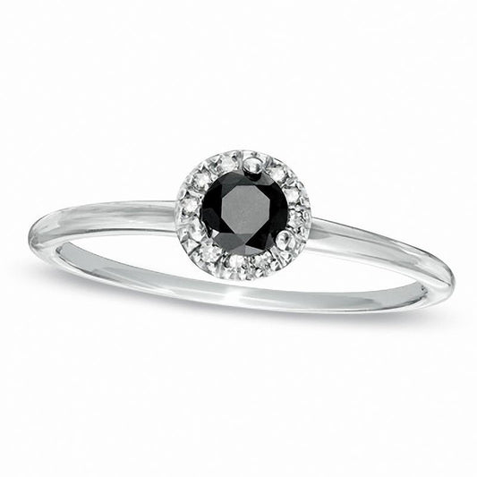 0.25 CT. T.W. Enhanced Black and White Natural Diamond Frame Ring in Sterling Silver - Size 7
