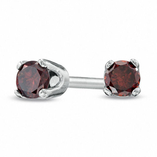 0.1 CT. T.W. Enhanced Red Diamond Solitaire Stud Earrings in 14K White Gold