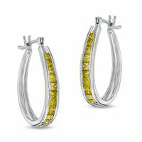 1 CT. T.W. Princess-Cut Enhanced Yellow Diamond Hoop Earrings in Sterling Silver