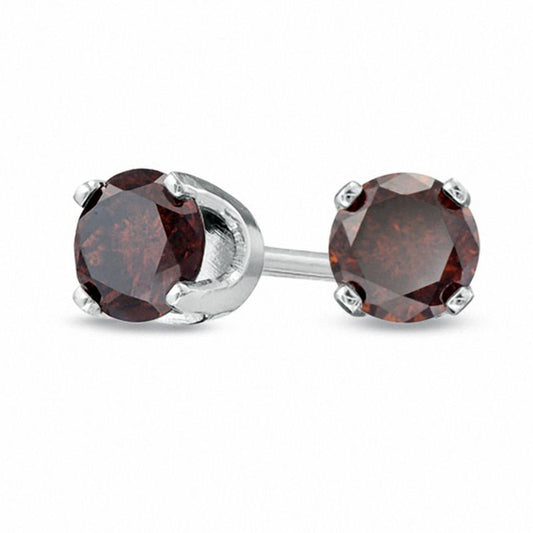 0.5 CT. T.W. Enhanced Red Diamond Solitaire Stud Earrings in 14K White Gold