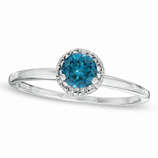0.50 CT. T.W. Enhanced Blue and White Natural Diamond Frame Ring in Sterling Silver - Size 7