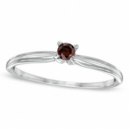 0.10 CT. Enhanced Red Natural Clarity Enhanced Diamond Solitaire Ring in Solid 14K White Gold