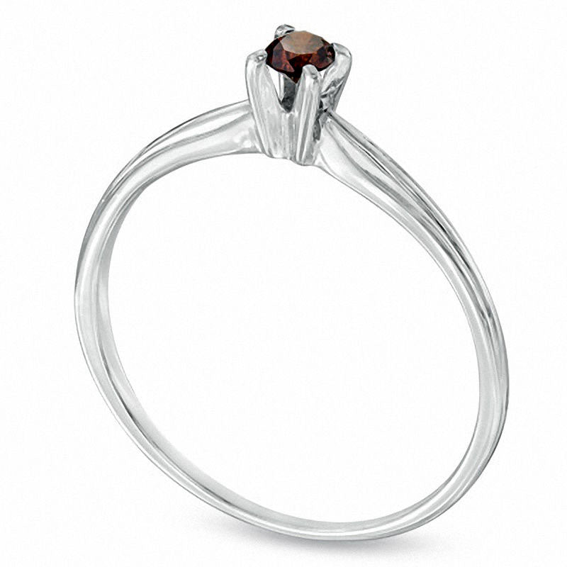 0.10 CT. Enhanced Red Natural Clarity Enhanced Diamond Solitaire Ring in Solid 14K White Gold