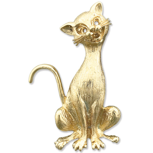 14K Gold Tabby Cat Pendant