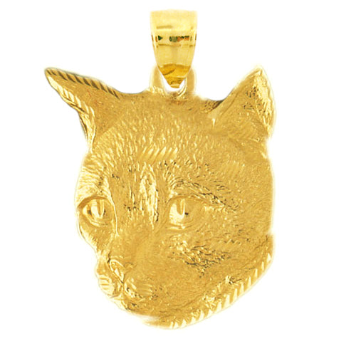 14K Gold Cat Face Pendant