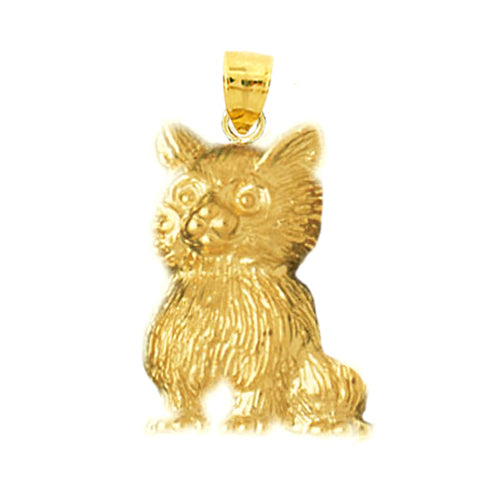14K Gold Furry Cat Pendant
