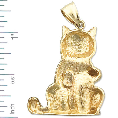 14K Gold Sitting Cat Pendant