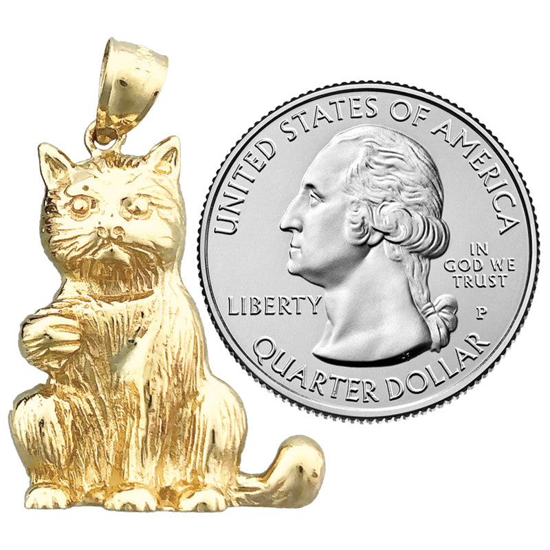14K Gold Sitting Cat Pendant