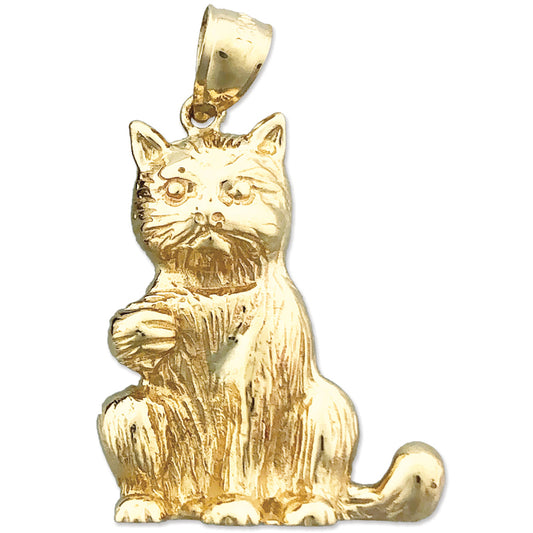 14K Gold Sitting Cat Pendant