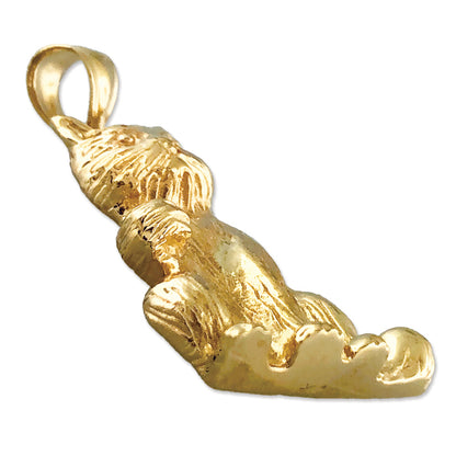 14K Gold Sitting Cat Pendant