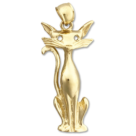 14K Gold Siamese Cat Pendant
