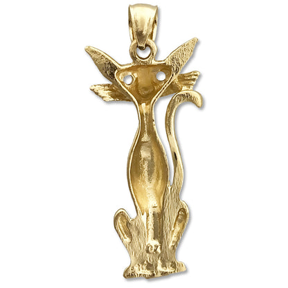 14K Gold Siamese Cat Pendant