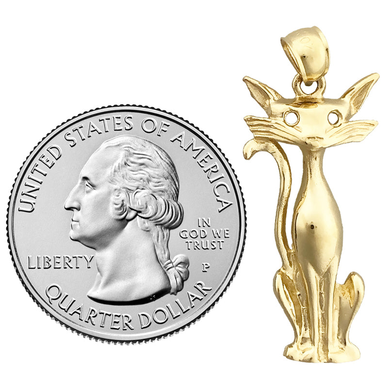14K Gold Siamese Cat Pendant